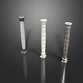 Three Decorative Columns With Classical Design Ornate Capitals And Fluted Patterns 3d model