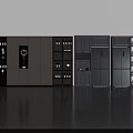 Modern Dark Display Cabinet With Built In Lighting And Multiple Glass Shelves