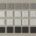 Modern Switch Panels In Various Colors With Different Socket And Switch Designs 3d model