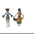 Game Movie Characters In Traditional Colorful Costumes With Intricate Hairstyles And Detailed Accessories