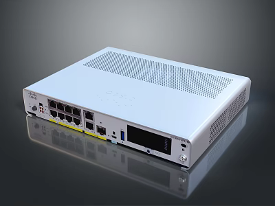 White Home Network Router With Multiple Ports And Indicator Lights For Daily Use 3d model