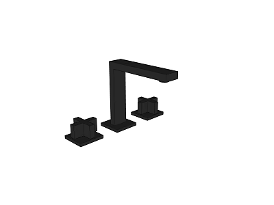 Modern Black Three Piece Widespread Faucet With Stylish Handles And Sleek Design 3d model