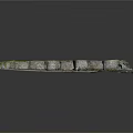Stone Structure Model With Circular Piers Green Vegetation Covered Top And Gravel Ground