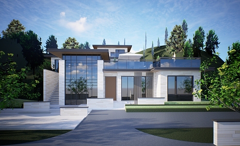 Post-modern single building villa 3d model