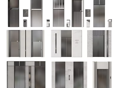 Various Elevator Door Designs With Stainless Steel And Marble Finishes 3d model