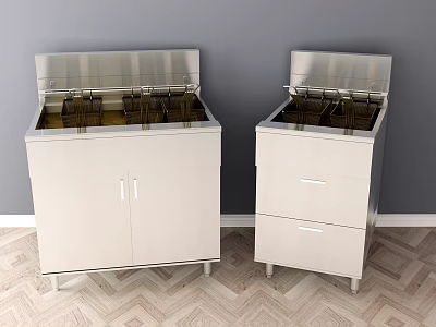 Stainless Steel Kitchen Equipment With Double Countertop Cabinet And Drawer Units 3d model