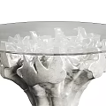 Modern Glass Top Dining Table With Silver Sculptural Base Design 3d model