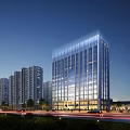 Modern High Rise Residential Buildings With Glass Facade In Urban Area And Green Surroundings