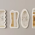 Decorative Wall Mirrors With White Frames And Various Shapes Design 3d model