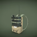 Backpack Mounted Portable Electronic Communication Equipment with Antenna and Storage Case 3d model
