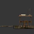 Traditional Building Interior Nook With Wooden Table Lantern Small Stool And Vintage Rug