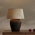 Modern Table Lamp With Gradient Ceramic Base And Beige Lampshade On Wooden Table 3d model