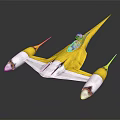 Yellow And White Streamlined Spaceship Model With Pointed Wings And Cockpit 3d model