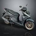 Modern Dark Colored Scooter Motorcycle With Sleek Gold Wheels Design