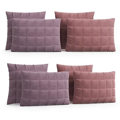 Quilted Decorative Throw Pillows In Purple And Pink Tones For Sofa Couch Decor 3d model
