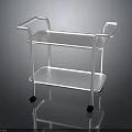Two Tier White Utility Cart With Metal Frame And Rolling Casters
