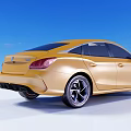 Yellow MG Sedan with Modern Sleek Exterior Design against Blue Sky and White Ground 3d model