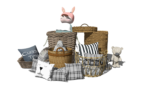 Nordic Storage Basket Bamboo Basket Rattan Basket Storage Basket Storage Basket 3d model