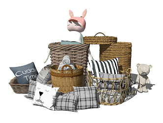 Nordic Storage Basket Bamboo Basket Rattan Basket Storage Basket Storage Basket 3d model