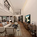 Charming Vintage Open Plan Living And Dining Room With Warm Wooden Floor And Comfortable Sofas