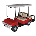 Red And White Golf Cart With Roof Two Seats White Seats And Black Tires