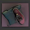 Pink Dr. Martens Boots On Pink Box With Blue Pair And Brand Logo