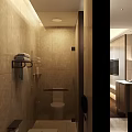 Hotel Room Interior With Comfortable Bed Sofa Desk And Modern Decor