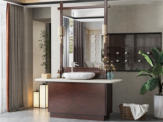 New Chinese Bathroom Cabinet 3d model