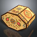 Handcrafted Decorative Ornament Set With Octagonal Inlaid Design And Colorful Floral Patterns