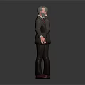 Male Characters in Dark Suits Front Back Views with Red Ties Brown Shoes Gray Background