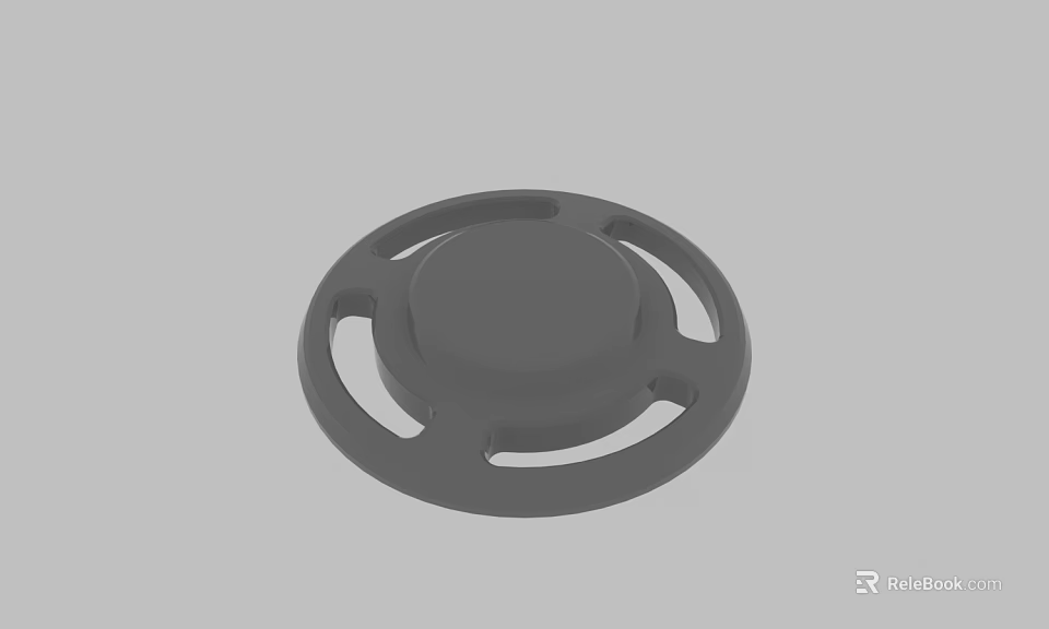 Gray Circular Decorative Object With Central Raised Disk And Perforated Edges 3d model 