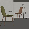 POLIFORM Modern Green And Beige Leather Dining Chairs With Slim Wooden Legs