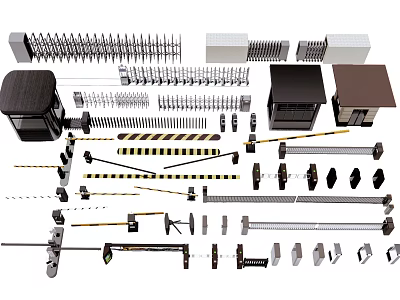 Public Facility Security Equipment Including Metal Railings Guard Posts And Barriers 3d model
