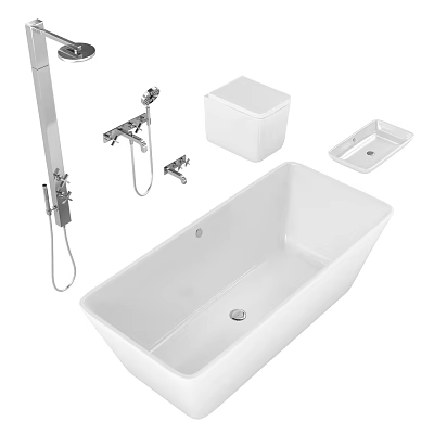 Modern Bathroom Set With Bathtub Shower Head Faucet Sink And Toilet 3d model