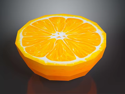 Fresh Juicy Orange Slice With Bright Yellow Flesh And Glossy Peel 3d model