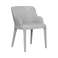 Modern Dining Chairs With Light Gray Fabric Vertical Striped Backrest And Dark Brown Wooden Legs