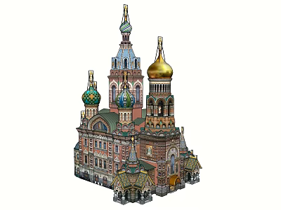 Colorful Ancient Architecture With Golden Domes Decorative Towers And Intricate Details 3d model
