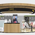 Cozy Dessert Shop Interior With Wooden Counter Tables And Chairs Menu Board