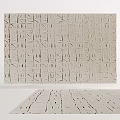 Modern Square Area Rug with Geometric Pattern Neutral Beige Textured Surface for Home Decor