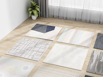 Different Patterned Square Rugs With Various Colors And Designs For Living Room Floor Decor 3d model