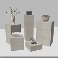 Modern Display Shelves With Staircase Round Designs And Decorative Handbags Shoes Vases
