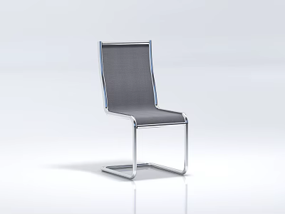 Modern Dining Chair with Grey Fabric Seat Backrest and Sleek Metal Frame Design 3d model