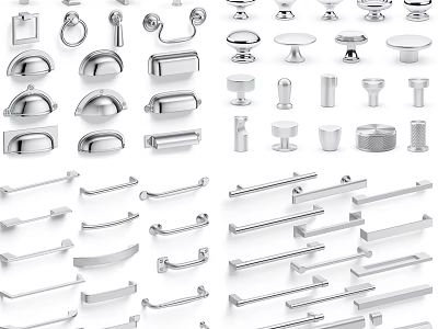 Modern Bathroom Small Accessories Including Metal Handles Knobs And Fittings In Various Styles 3d model