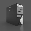 Black Computer PC Case with Front Panel Drive Bays Circular Logo and Bottom Ventilation Holes