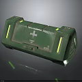Green Tactical Medkit With Cross Symbol And Yellow Illuminated Strips