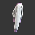 Stylish White And Pink Cropped Cardigan With V Neck Button Front Design 3d model