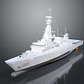Modern White Naval Warship K787 with Superstructure Mast Radar and Water Reflection
