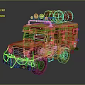 Vintage Yellow Truck With Red Gas Tanks On Roof And Worn Tires