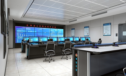 Command Center Monitoring Room Public Security War Room Dispatcher Console 3d model