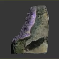 Natural Amethyst Geode Stone With Purple Crystals And Green Outer Layer